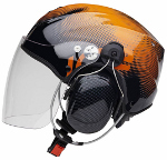 Icaro Solar-X Black / Orange (långt transparent visir)